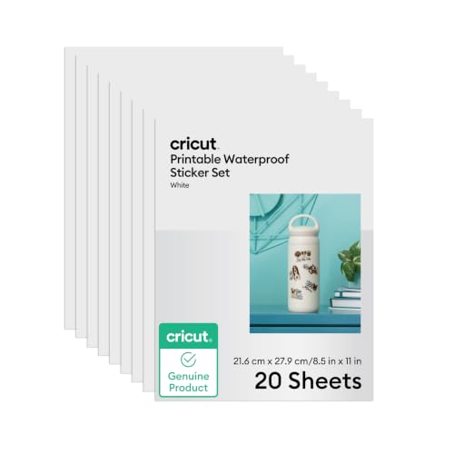 Cricut Waterproof Sticker Paper (20 White Sheets, 8.5x11)