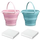 Anglechic 2 Pcs Reusable Vomit Bucket with 20 Absorbent Pads 3 L Barf Bucket Collapsible Emesis Bucket for Nausea Puke Relief Pregnancy Morning Sickness Car Aircraft Travel Motion Sickness