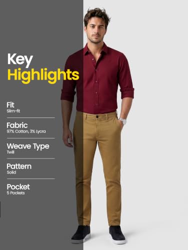 Image of Beyoung Cotton Lycra Classic Fit Chino Pants for Men | Casual Pants | Stretchable Chinos | Slant Pockets | Chino Trousers