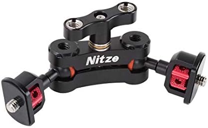 NITZE Adjustable Articulating Magic Arm with Double Ballheads and 1/4 screws Monitor Mount for Field Monitor, LED lights, Audio Recorders, Camera Cage - N50B