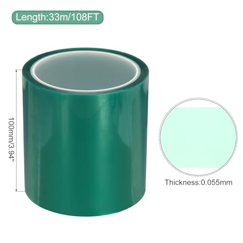 Image of MECCANIXITY Resin Tape Silicone Adhesive Tape High Temperature Resistance Easy Peeling Polyester for Epoxy Resin,River Tables,Craft,Remove Residue 3.94 Inch Wide 108FT Long(Green),Pack of 1