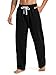 ZUY Men's Baggy Fleece Sweatpants Cotton Lounge Open Bottom Athletic Pants Straight Leg Drawstring with Pockets Black M