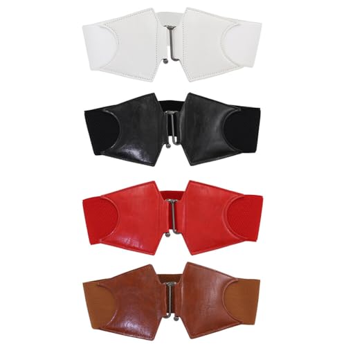 Wide Elastic Belt for Women, Stretch Waist Belt Ladies Dress Buckle Belt Vintage Waistband Adjustable Shaping Waist (Red)4