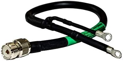 GigaParts 3.0' RG213/U 50 Ohm Coax with SO-239 Connector to Ring Terminals, Split 4" with Weather Proof Heat Shrink Tubing