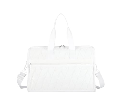 LeSportsac Braided Deboss White Deluxe Medium Weekender Crossbody Bag, Style 4318/Color E841, Crisp White Interpretative Braid Design, Debossed Textured Specialty Pattern Celebrates Optimism2