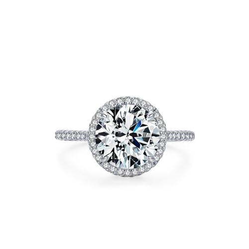 Silver Wedding Bands For Women 925 Sterling Silver Ring Size 5 Cubic-Zirconia Round Halo Gifts For Ladies Mother Elegant
