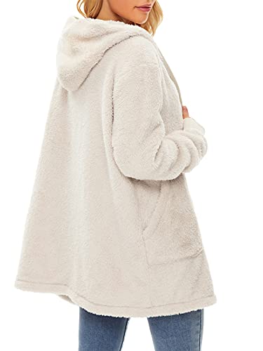Image of Century Star Women Fleece Cardigan Hooded Loose Fuzzy Cardigan Coat Womens Fuzzy Jacket Outwear