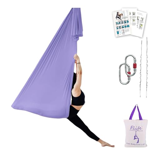 Image of F.Life Aerial Silk Yoga Hammock & Swing for yoga Inversion,Strength training,starter hardware kit