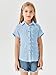 Haloumoning Girls Button Down Shirts Short Sleeve Kids Casual Chiffon Blouse Summer Tops T-Shirt Light Blue