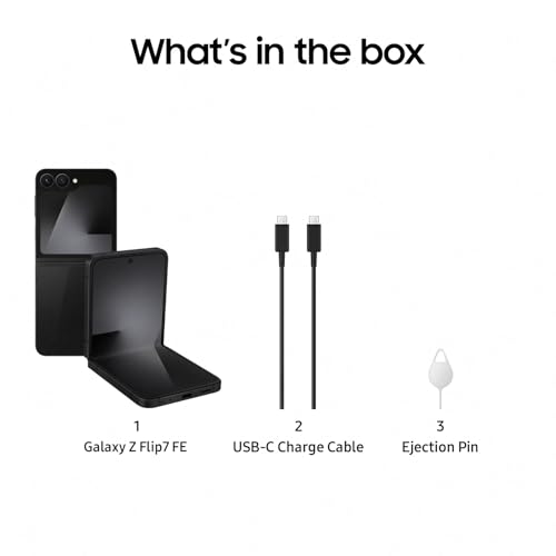 Image of Samsung Galaxy Z Flip7 FE 5G Smartphone with Galaxy AI (Black, 8GB RAM, 256GB Storage), Ultra Sleek Design with 50MP High-Resolution Camera, Exynos 2400, Google Gemini