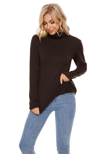 Image of TAIPOVE Cotton Fleece Lined Turtleneck Top for Women Long Sleeve Mock Turtle Neck Lightweight Sweater Thermal Underwear Shirt