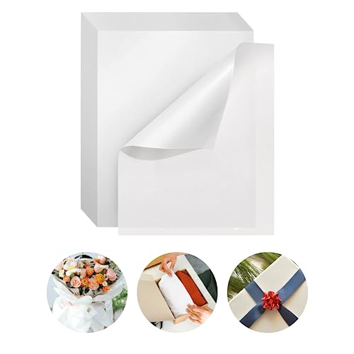 Seidenpapier, säurefrei, groß, zur Aufbewahrung von Kleidung, Geschenkverpackungen, Weiß, MG 18 g/m², dekoratives Skizzen- und Schneidepapier für Kunsthandwerk und Verpackungen, 500 mm x 750 mm, 100