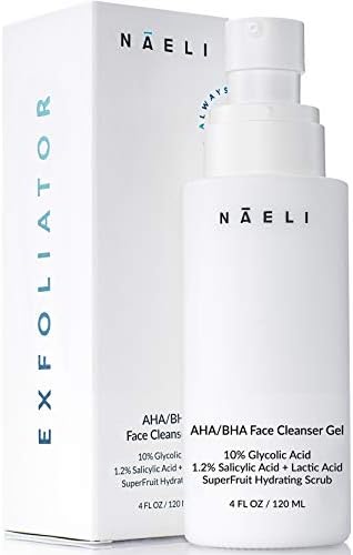 AHA / BHA Exfoliating Face Wash - 10% Glycolic Acid & Salicylic Acid Cleanser, Anti Aging Acne & Wrinkle Reducing Facial Exfoliant, Pore Minimizer & Brightening Scrub - Vegan & Cruelty Free, 4 oz (AHA BHA Exfoliator)