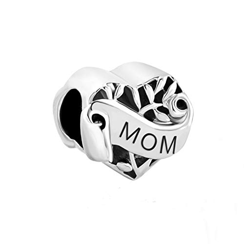 Image of Family Heart Scroll Charm Compatible with Pandora Charms Moments Bracelets Mom Aunt Grandma Daughter Sister Wife