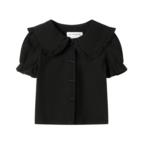 Image of Mud Kingdom Little Girls Peter Pan Collar Blouse Cotton Short Sleeve Button Up