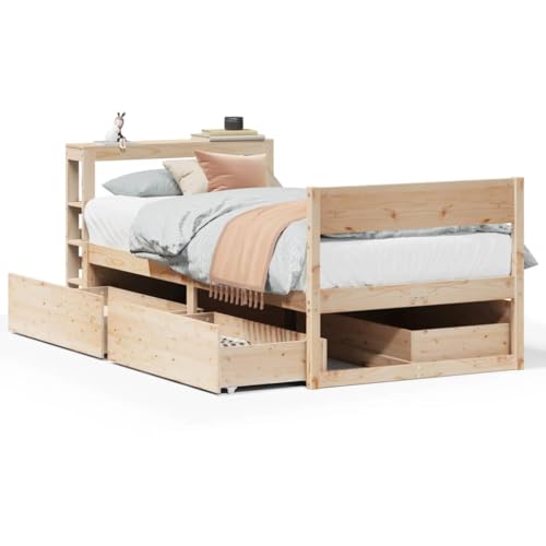 Modern Jugendbett Bettrahmen Tagesbett,Massivholzbett ohne Matratze 75x190 cm Kiefernholz,Für Schlafzimmer, Gästezimmer, Hotels Und Apartments – Bild 3