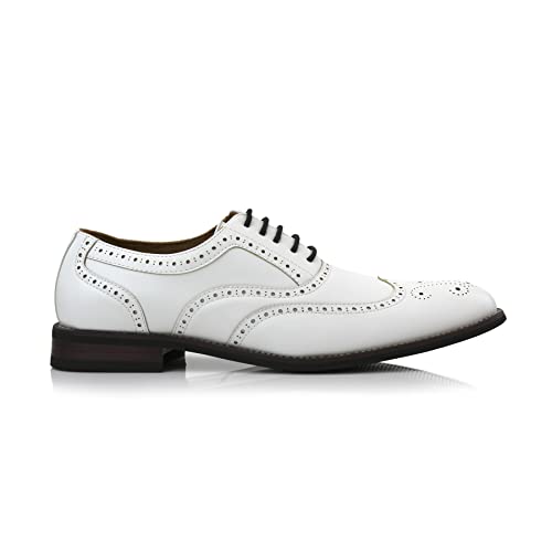Image of Ferro Aldo Men's Wingtip Oxford Dress Shoes | Classic Brogue & Two-Tone Spectator Styles | Formal Wedding Business Party Shoe