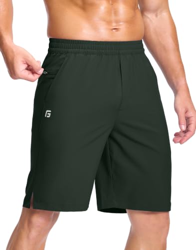 Image of GGJ Men's Lightweight Athletic Shorts with 2 Zipper Pockets 7 inch /9 inch /5 inch Gym Workout Running Quick Dry Tennis Shorts for Men