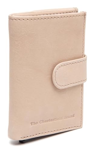 Torola porte-cartes beige en cuir contre les poches déformées