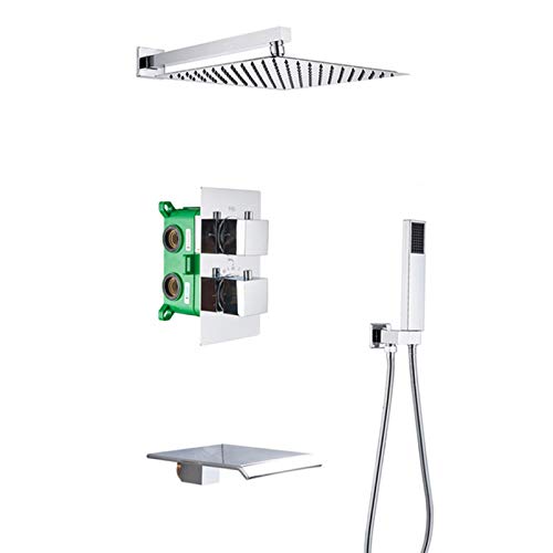 Robinet de douche chromée carré thermostatique pour stopper les variations d'eau