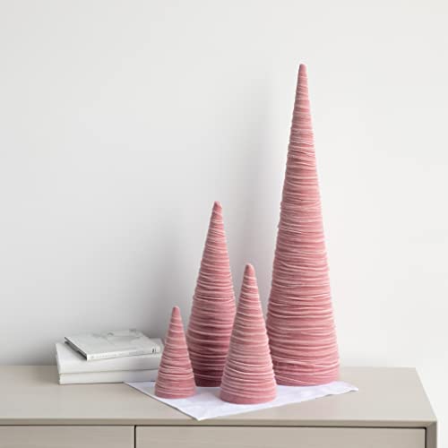 Image of Your Heart's Content Blush Velvet Trees Set of 4, Cozy Bookshelf Teen Girl, Coquette Room Decor, Aesthetic, Valentine Table Accent, Pink Cozy Mantel, Tabletop Tree (Blush)