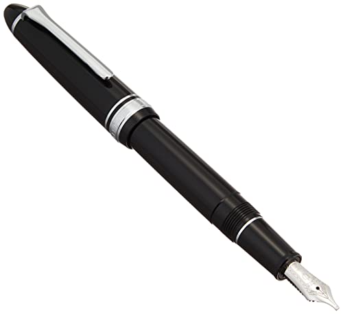 Stylo plume 11-1039-920 noir argent calligraphie plume or 14 carats