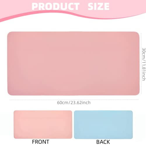 YILINNA Nail Arm Rest Mat Double Sided Nail Art Table Pad Soft Leather Nail Mat Nail Desk Pad Nail Technician Accessories for Nail Salon (Pink) - Image 2