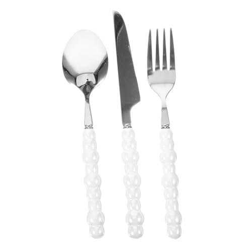 VALICLUD 1Set Elegant Pearl Handle Stainless Steel Cutlery Western Tableware for Dining Parties and Celebrations Easy to Clean Firm Grip Design for Men and Women