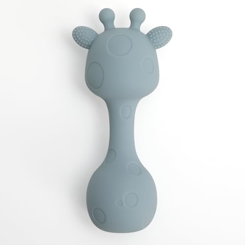 Image of Silicone Little Giraffe Shaker Rattle Toy for Babies | Food Grade Silicone Teether | Easy to Grip | BPA Free (Ether)