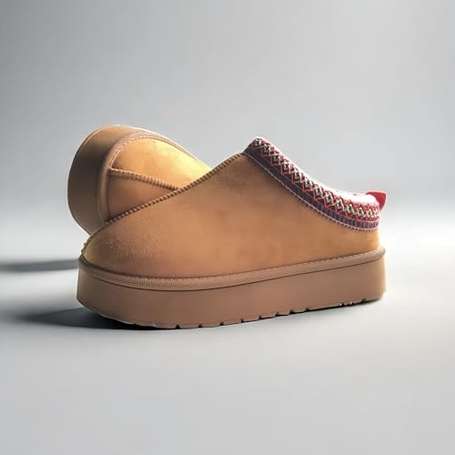 Women's Slippers Platform Fleece Lined Mini Boots Short Ankle Sneakers Warm Winter Outdoor House Shoes3