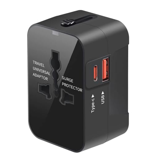 Mcnhbdgg Adaptador de Viaje EU UK US AU, Cargador de Potencia, Convertidor de Enchufe con Puerto USB Tipo C.