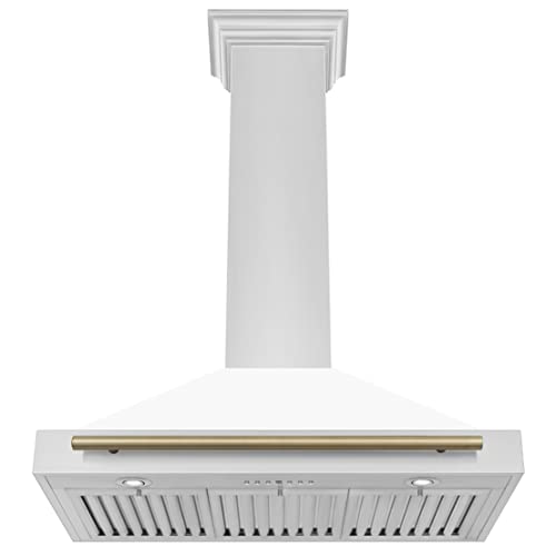 Zline Kitchen And Bath KB4STZ-WM36-CB Zline 36 Inch Autograph Edition Stainless Steel Range Hood With White Matte Shell And Champagne Bronze Accents thumb #3