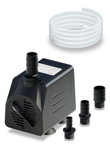 alizzy 400GPH 25W Submersible Water Pump, Auto Shut-off Water Fountain Pump with 6.5ft. High Lift and 4.92 ft Tubing for Aquarium, Fish Tank, Pond, Water Feature, Pet Fountain, Hydroponics