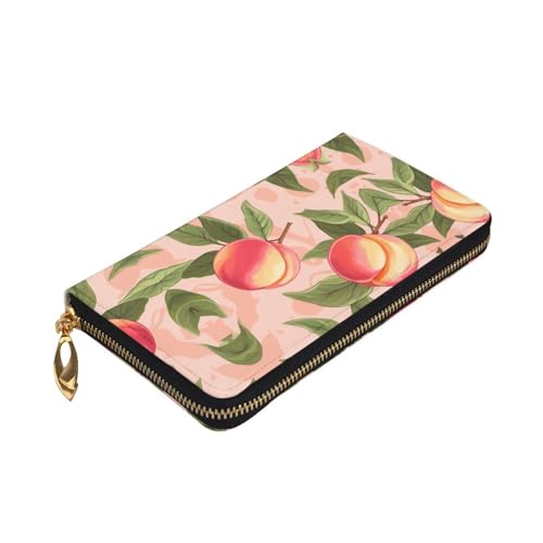 Leather Wallet 7.48 x 4.13 in - Stylish and Durable Wallet for Women with Multiple Compartments and Zipper Design Pink Peach Pattern Pattern3