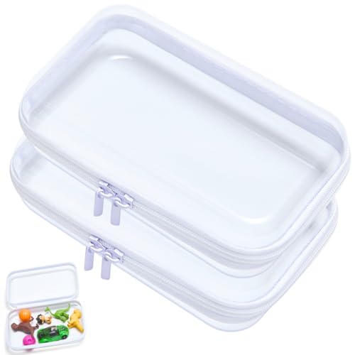 Dressica Clear Hard Shell Zipper Case, Upgraded Thicker Transparent Plastic Bins for Organizing, See...