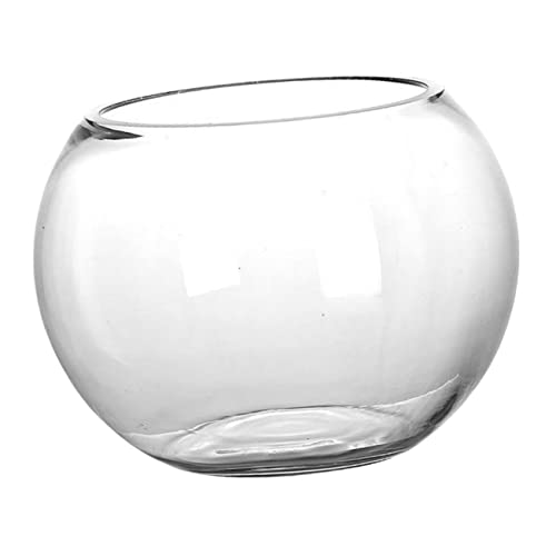 Vase rond Yardwe en verre transparent pour centres de table - Grand vase pour fleurs - Vase en verre pour station de culture - Bougies flottantes - Bocal à...