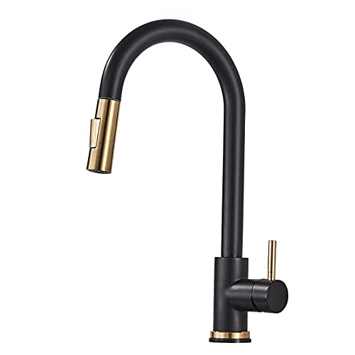 Faucet kitchen tap en laiton noir et alliage chromé haut de gamme