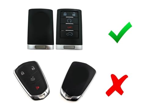 iJDMTOY Glossy Black Carbon Fiber Finish Exact Fit Key Fob Shell Cover w/Keychain Compatible With Cadillac ATS CTS DTS XTS SRX STS Escalade or Chevrolet C7 Corvette, etc