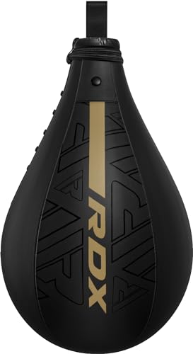 Image of RDX Speed Bag Boxing Ball, Maya Hide Leather Dodge Striking Target with Additional Bladder, MMA Muay Thai Punching Workout Kicking Martial Arts Training Home Gym Exercise Speedball