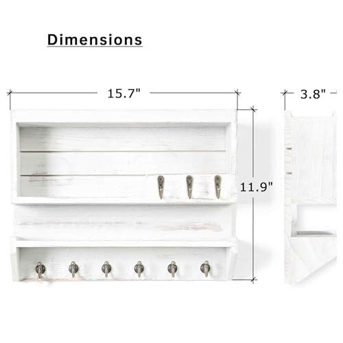 30% Off Solid Pine Wall Organizer with Key Hooks & Mail Storage - Image 3