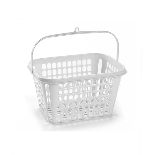 CABLEPELADO Cesta de plastico para Pinzas, Canasto para Pinzas, Cesta de Tender, Capacho para Pinzas, Bolsa para Tender, 25 cm Largo x 18 cm Fondo x 14 cm Alto, Plástico, Blanco