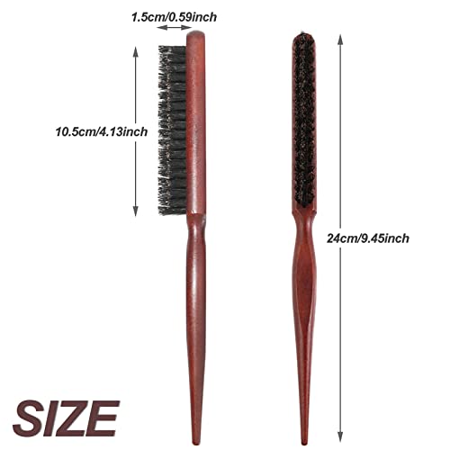 Sularpek Teasing Hair Brush Boar Bristle, Haarbürste Wildschweinborsten, Toupierbürste mit Holzgriff, Sleek bun Bürste, für Langes, Dickes, Lockiges, Welliges, Trockenes Oder Geschädigtes Haar