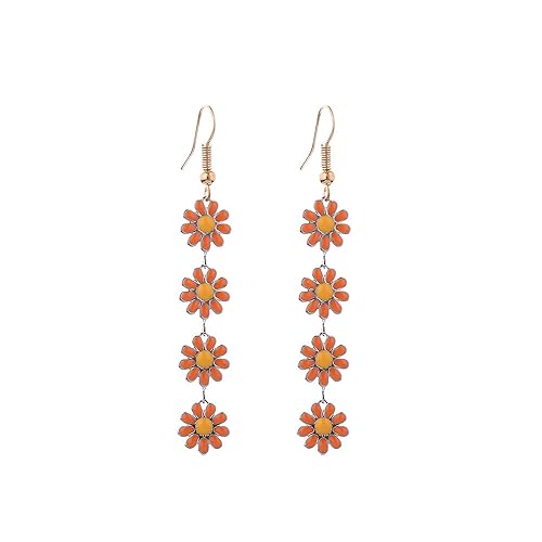 Daisy Flower Drop Dangle Earrings for Women Long Sunflower Earrings Colorful Floral Earrings for Teen Girls Hypoallergenic Cute Flower Earrings