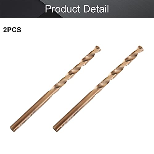 Utoolmart Twist Drill Bits 5mm Dia Split Point Tip High Speed Steel Cobalt Straight Shank Drilling Hole Tool for Steel Wood Plastic Metal Copper Aluminum Alloy Champagne Color 2pcs - Image 4