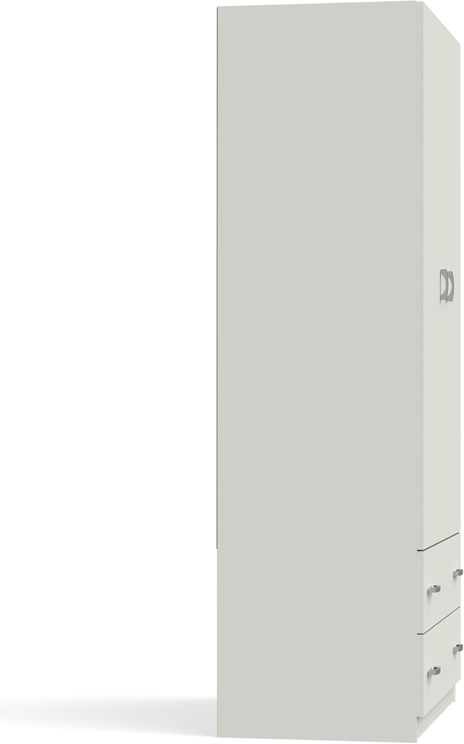 Armario Ropero Blanco de 2 Puertas con 2 Cajones, Moderno y Espacioso para Dormitorio, Organizador de Ropa y Almacenaje 180x74x52 (AltoxAnchoxFondo)
