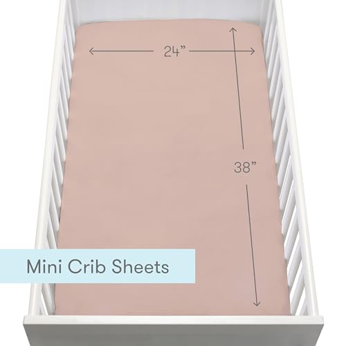 Image of Newton Baby Fitted Mini Crib Sheets (2-Pack) | Organic Muslin Cotton, Breathable & Soft Baby Sheets, Washable Baby Mattress Sheets, Fits Mini Crib Mattresses 24 inch x 38 inch, Clay