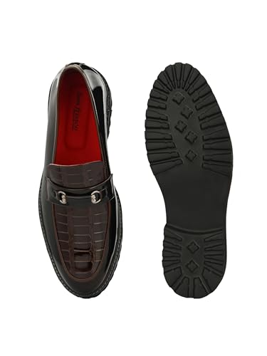 Image of San Frissco Men's Loafers Glossy Shine Shoes with Buckle /Anti-Slippery Wrinkle Free Synthetic Upper Slip-On Loafers /Stylish Lightweight and Comfortable Formal Shoe