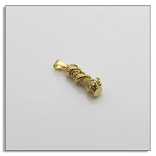 18K Gold Dragon Wrapped Pendant Cylinder Necklace2