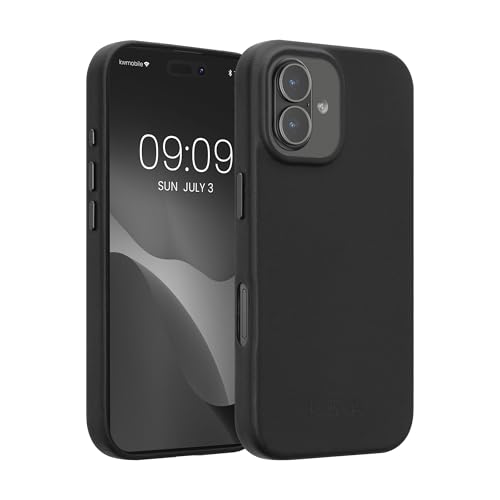 Image of kalibri Case Compatible with Apple iPhone 17 - Case Smooth Genuine Leather Hard Case Anti Slip Cover - Black