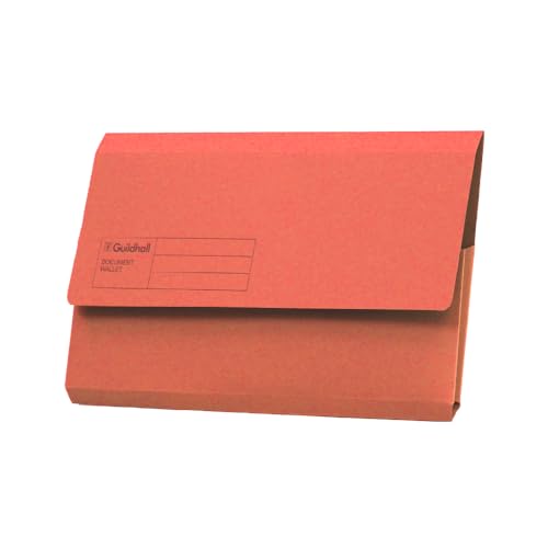 Exacompta Guildhall Document Wallets, 285 gsm, Foolscap - Red, Pack of 50
